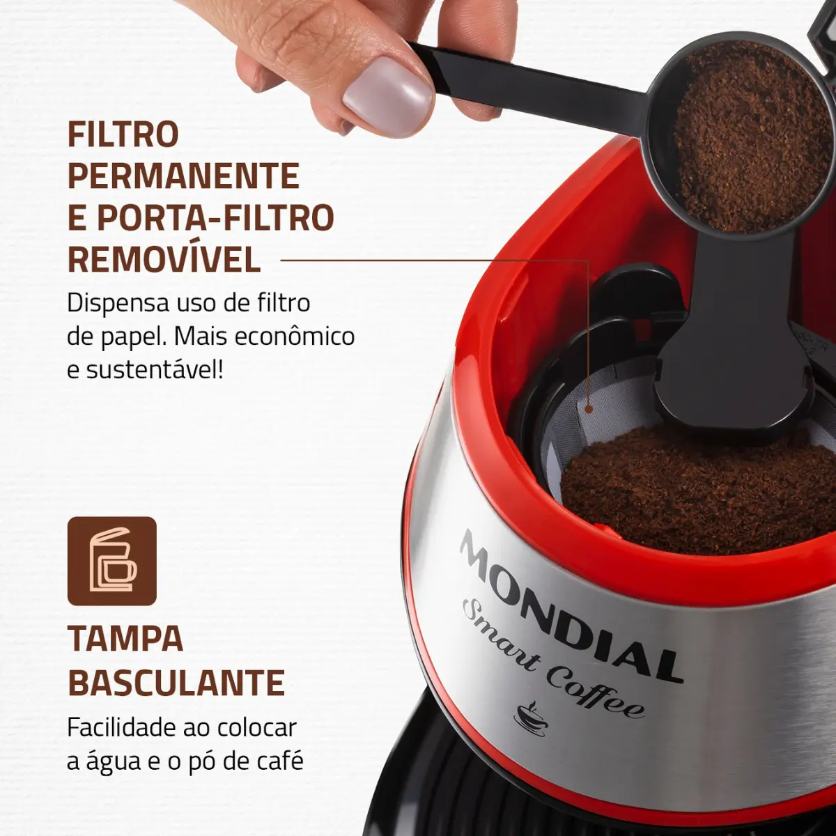 Cafeteira com 02 Xícaras Smart Coffee Filtro Permanente C-42-2X-RI
