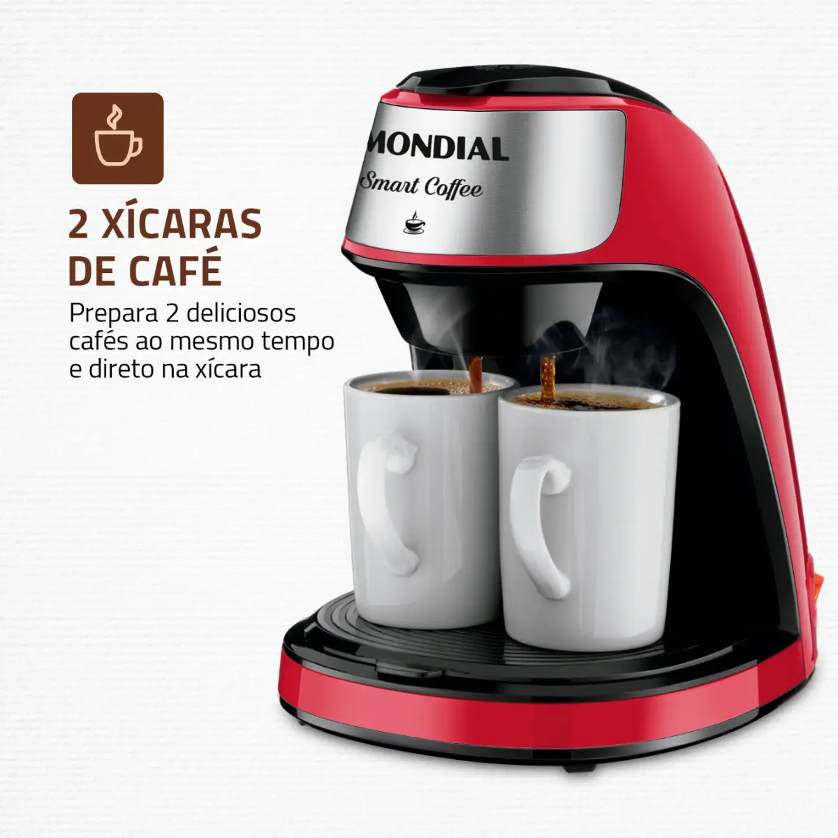 Cafeteira com 02 Xícaras Smart Coffee Filtro Permanente C-42-2X-RI 127v Vermelho - Mondial