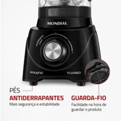 Liquidificador Pratic Turbo 2,2L L-98-B 127v Preto - Mondial