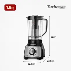 Liquidificador Turbo Inox 12 Velocidades + Pulsar 3L L-1100-BI 127v Inox/Preto - Mondial