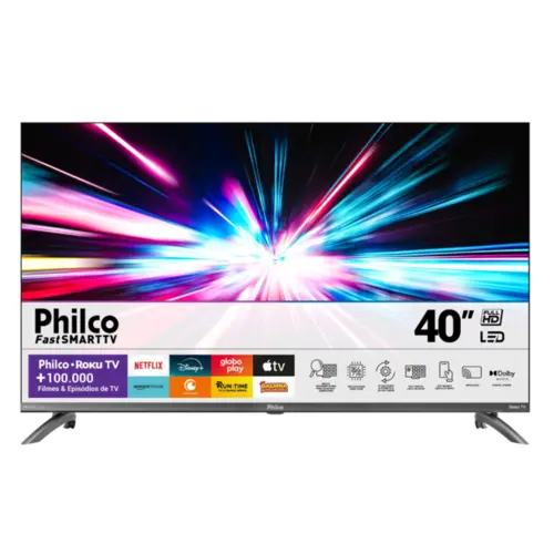 Smart TV 40" Roku LED, Dolby Audio, Entradas USB e HDMI PTV40M9GR2CGB Cinza - Philco