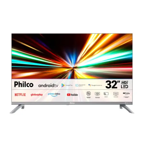 Smart TV 32” Android LED, Dolby Audio, Chromecast PTV32M9GACGB Cinza - Philco