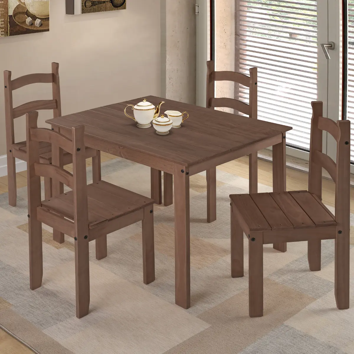 Conjunto de Mesa 04 Cadeiras 300.2012 Chocolate - Francine