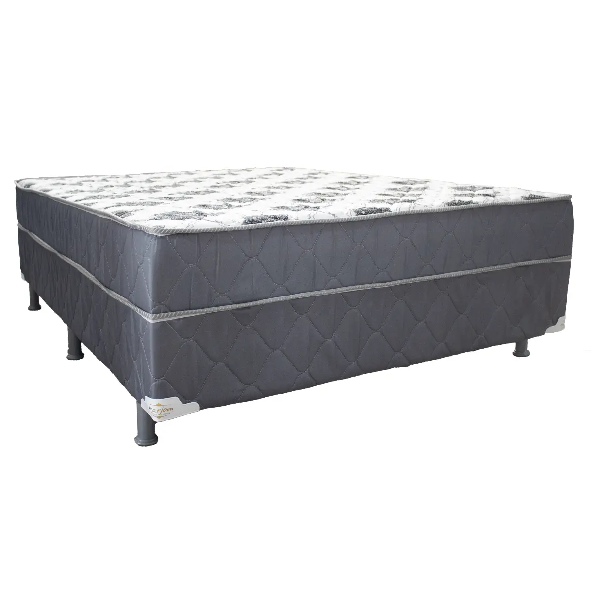 Cama Box Iara Premium Casal Conjugada 44X188X138 Florido/Branco/Grafite - Marjom