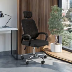 Cadeira de Escritório Diretor Giratória Light Preta - Mobly