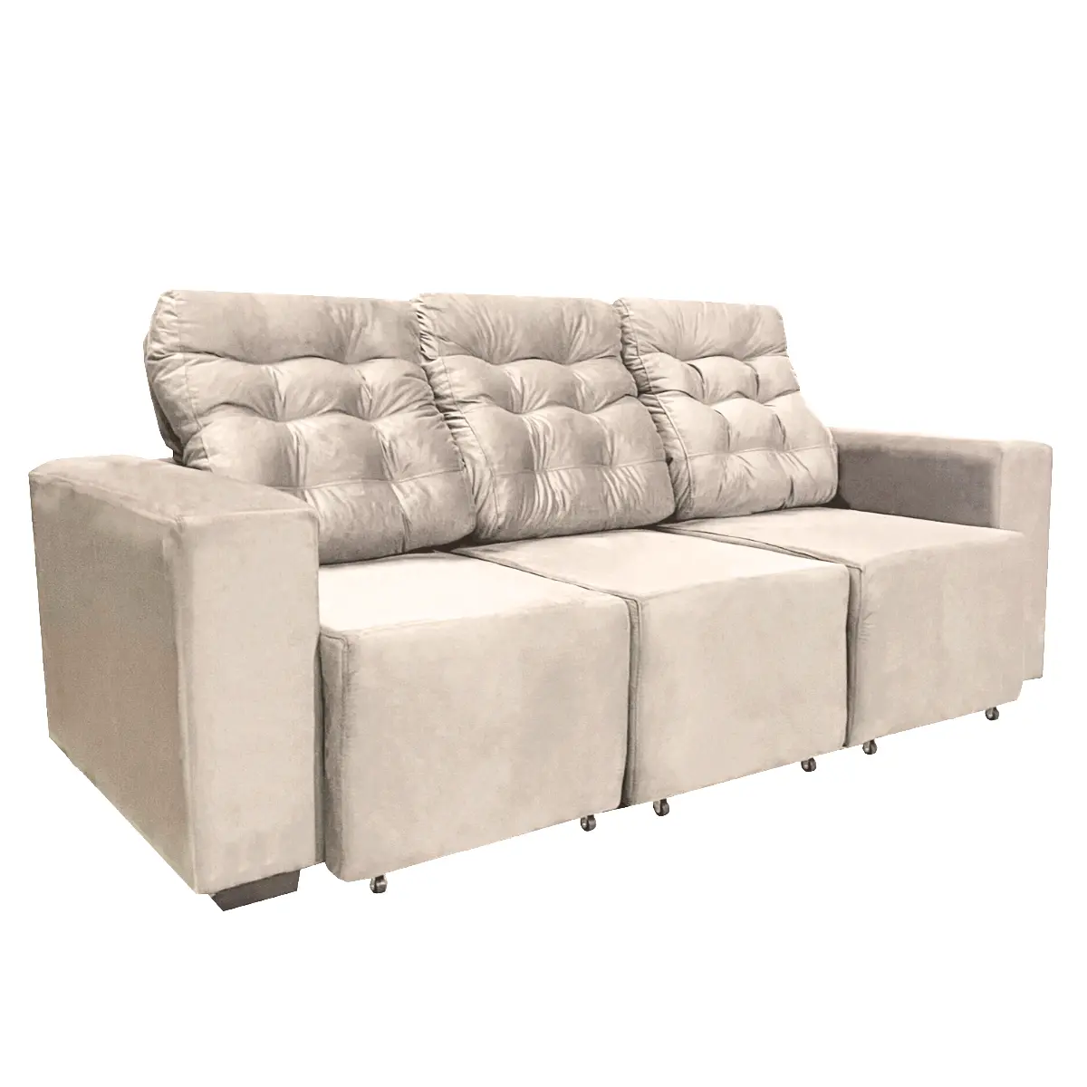 Estofado Monarca com 03 Lugares Suede 750012 Bege Areia - Uatumã