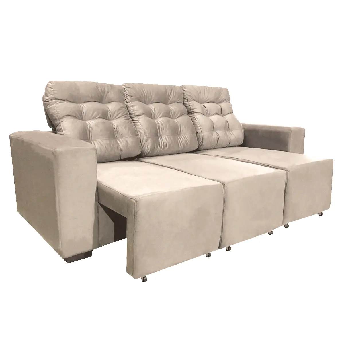 Estofado Monarca com 03 Lugares Suede 750012 Bege Areia - Uatumã