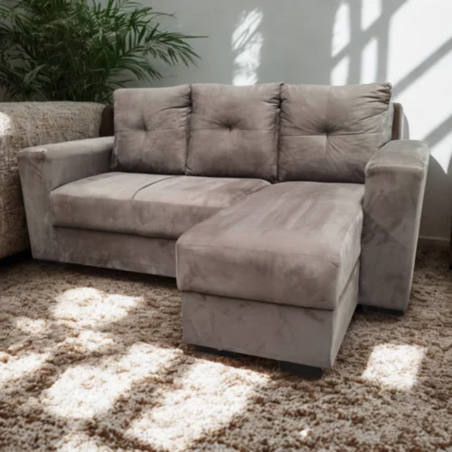 Estofado Shanghai de 03 Lugares com Chaise Suede 780385 Rato - Uatumã