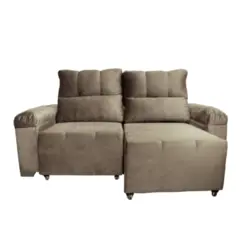 Estofado Confort com 03 Lugares Paris Veludo 38186 Marrom - Marjom