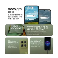 Smartphone Moto G15 4GB 256GB PB6D0009BR Grafite - Motorola