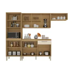 Cozinha Versalhes Plus com 12 Portas 01 Gaveta MDF 9031 Freijó/Soft - Kit's Paraná