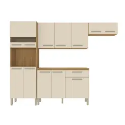 Cozinha Versalhes Plus com 12 Portas 01 Gaveta MDF 9031 Freijó/Soft - Kit's Paraná