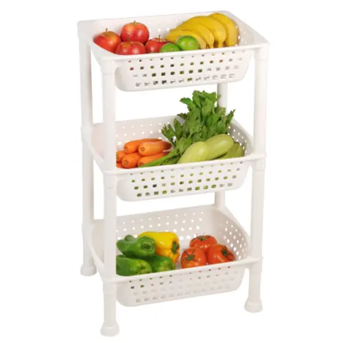 Fruteira Plástica com 3 Bandejas 10101 Branco - Ordene