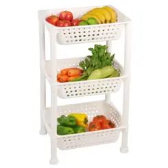 Fruteira Plástica com 3 Bandejas 10101 Branco - Ordene
