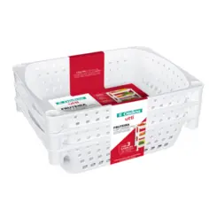 Fruteira Plástica com 3 Bandejas 10101 Branco - Ordene