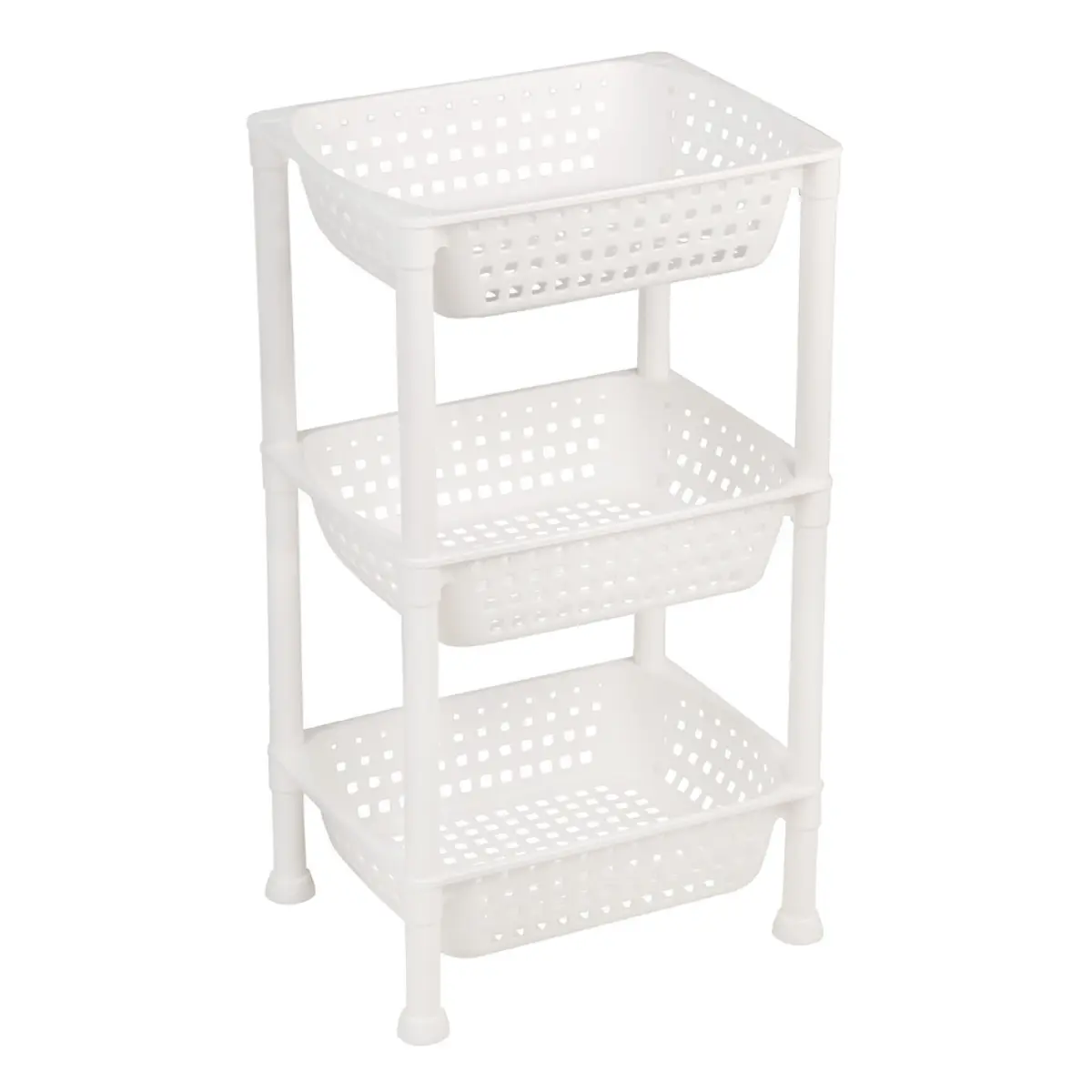 Fruteira Plástica com 3 Bandejas 10101 Branco - Ordene