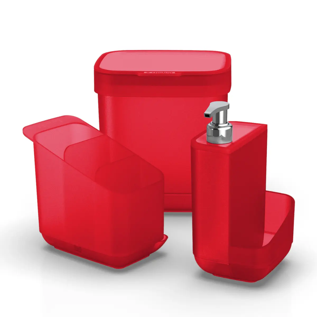 Kit Para Pia Plástico com 3 Unidades OR46030 Vermelho - Ordene