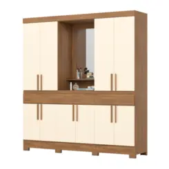 Roupeiro Briz com Espelho 10 Portas 3 Gavetas B374-127 Nature/Off White - Henn
