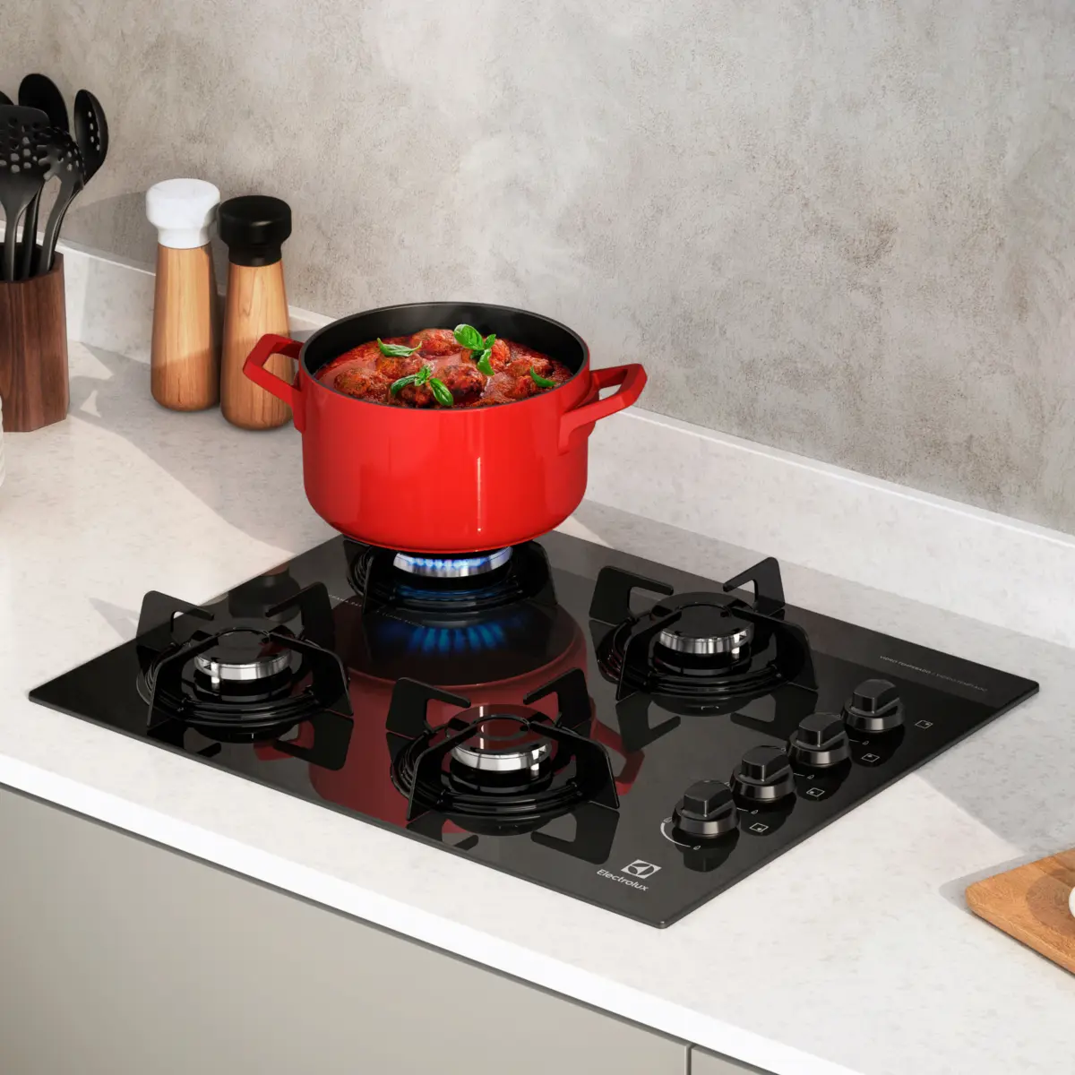 Cooktop 04 Bocas a Gás com Acendimento Automático Tripla Chama KE4GP Bivolt Preto - Electrolux