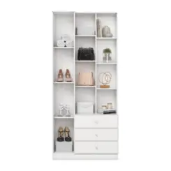 Roupeiro Doha Multiuso com Espelho 2 Portas 3 Gavetas D332-10 Branco - Henn