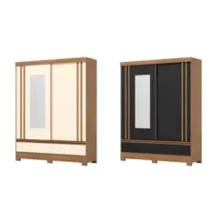 Roupeiro Briz Flex com Espelho 2 Portas Deslizantes BE416-202 Nature/Off White/Preto - Henn