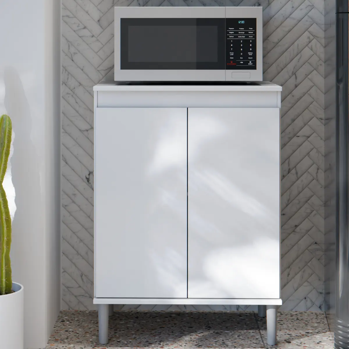 Balcão Para Micro-ondas Multiuso com 2 Portas 1 Prateleira 01500 Branco - EJ MÓVEIS