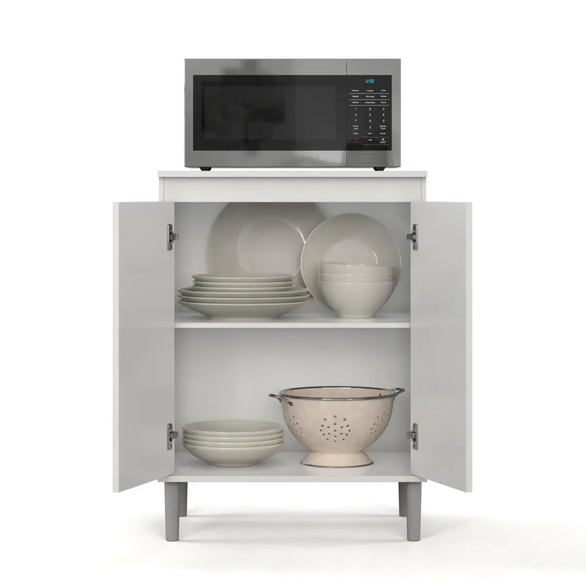 Balcão Para Micro-ondas Multiuso com 2 Portas 1 Prateleira 01500 Branco - EJ MÓVEIS