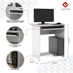 Mesa Para Computador Prática com 1 Bandeja 06300 Branco - EJ MÓVEIS