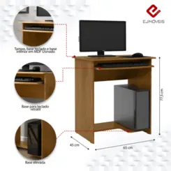 Mesa Para Computador Prática com 1 Bandeja 06365 Freijó - EJ MÓVEIS