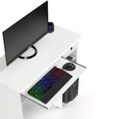 Mesa Para Computador Viena 1 Gaveta 2 Prateleiras 06600 Branco - EJ MÓVEIS