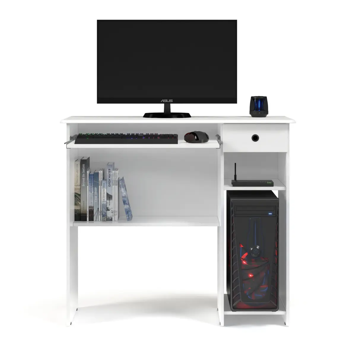 Mesa Para Computador Viena 1 Gaveta 2 Prateleiras 06600 Branco - EJ MÓVEIS