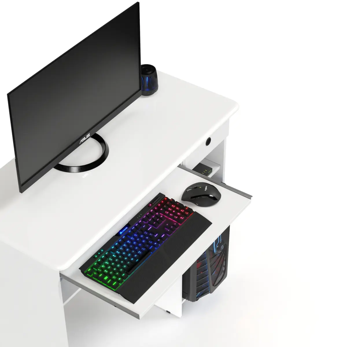 Mesa Para Computador Viena 1 Gaveta 2 Prateleiras 06600 Branco - EJ MÓVEIS