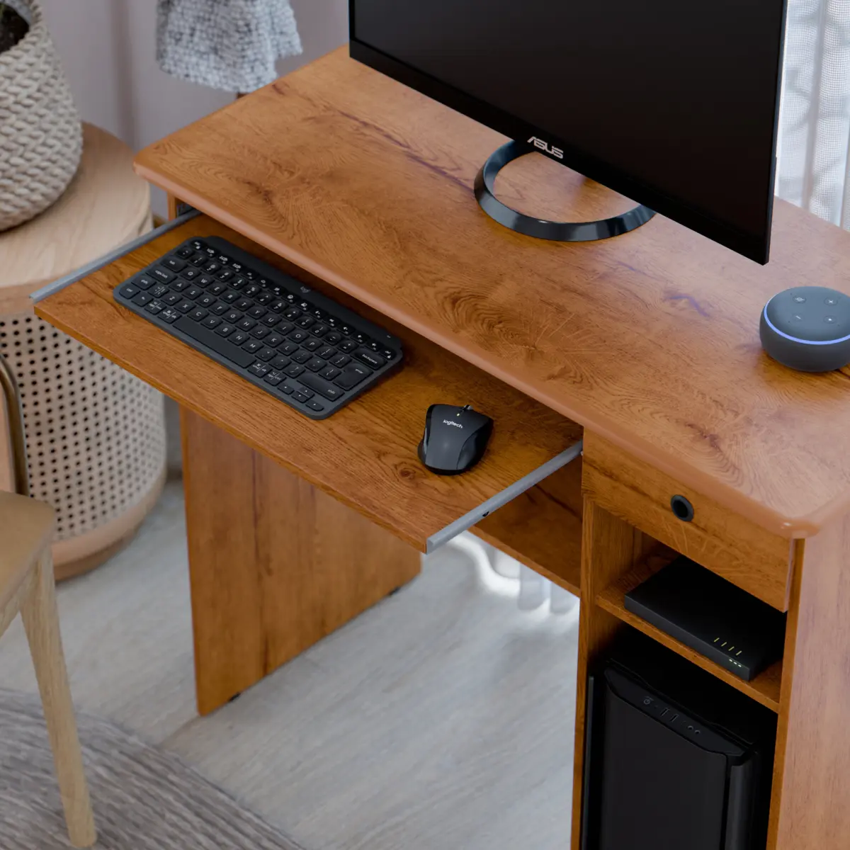 Mesa Para Computador Viena com 1 Gaveta 2 Preteleiras 06665 Freijó - EJ MÓVEIS