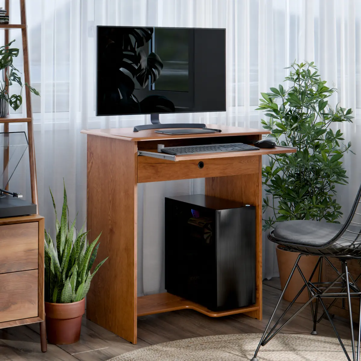 Mesa Para Computador Prática com 1 Gaveta 1 Bandeja 06765 Freijó - EJ MÓVEIS