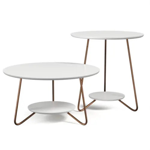Conjunto Mesa de Centro Liz Sofisticada 21700 Branco - EJ MÓVEIS