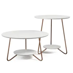 Conjunto Mesa de Centro Liz Sofisticada 21700 Branco - EJ MÓVEIS
