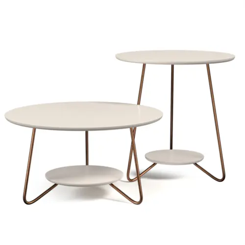 Conjunto Mesa de Centro Liz Sofisticada 21715 Off White - EJ MÓVEIS