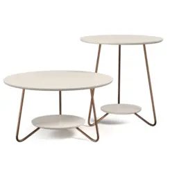Conjunto Mesa de Centro Liz Sofisticada 21715 Off White - EJ MÓVEIS