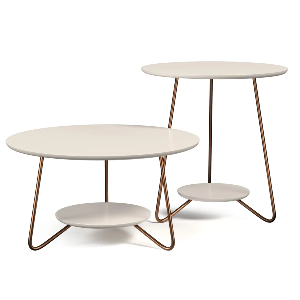 Conjunto Mesa de Centro Liz Sofisticada 21715 Off White - EJ MÓVEIS