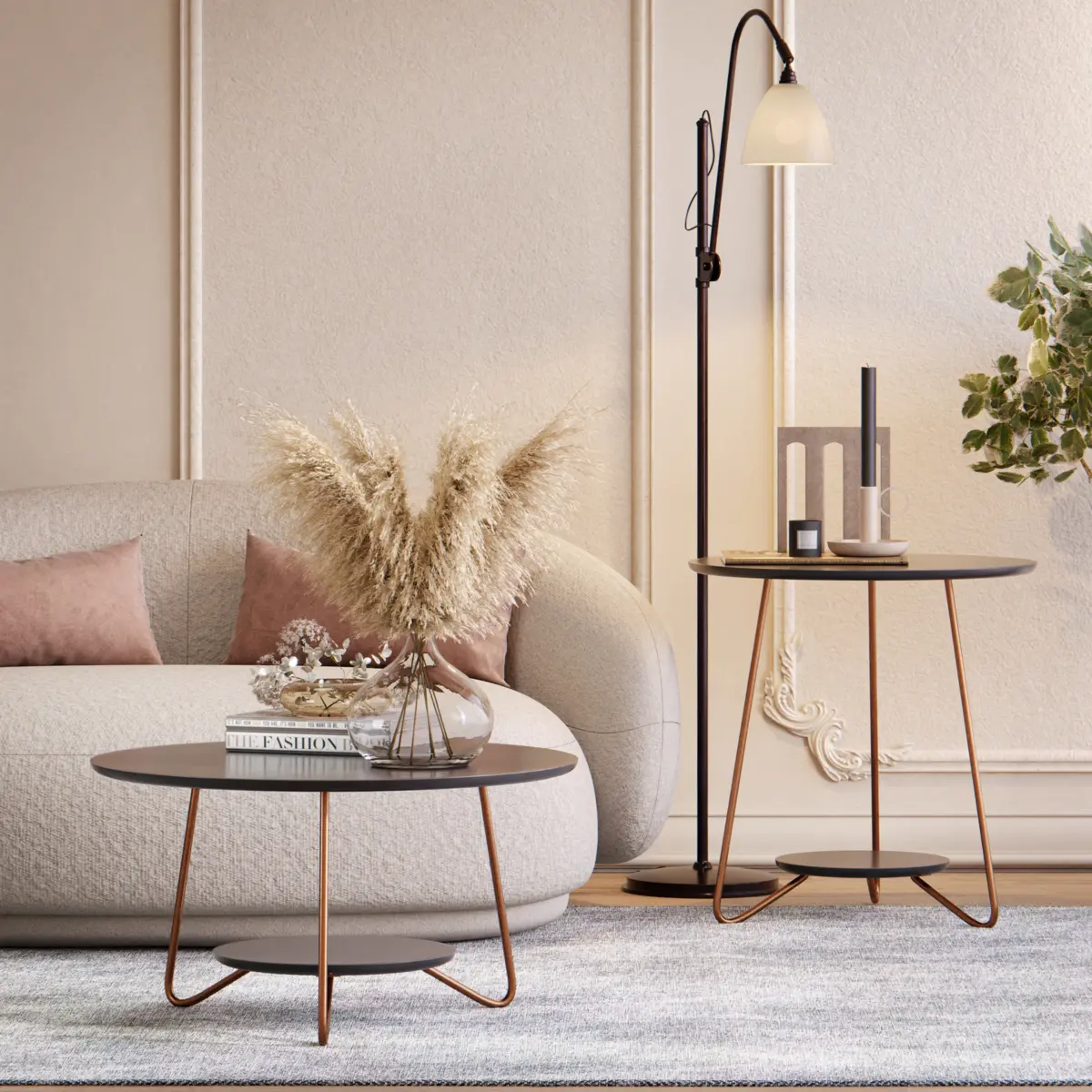 Conjunto Mesa de Centro Liz Sofisticada 21720 Preto - EJ MÓVEIS