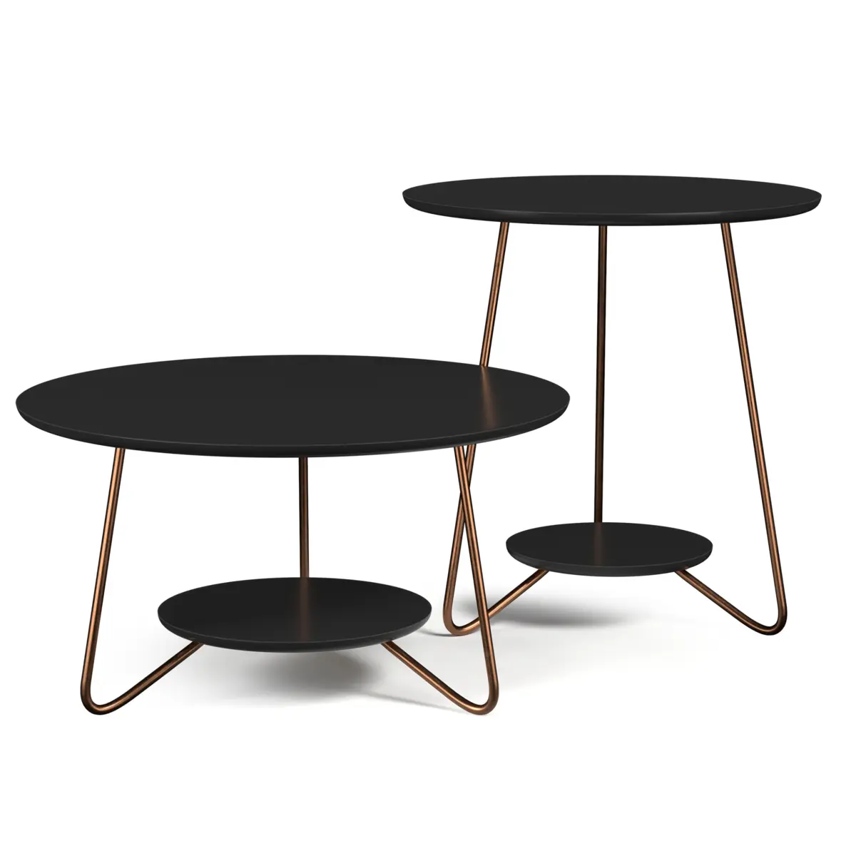Conjunto Mesa de Centro Liz Sofisticada 21720 Preto - EJ MÓVEIS