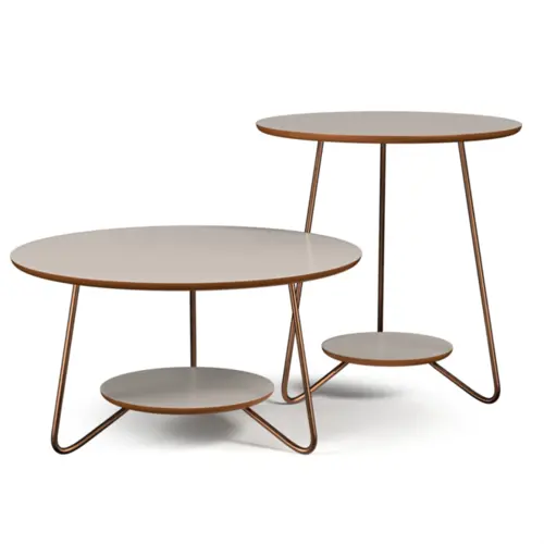 Conjunto Mesa de Centro Liz Sofisticada 21755 Freijó/Off White - EJ MÓVEIS