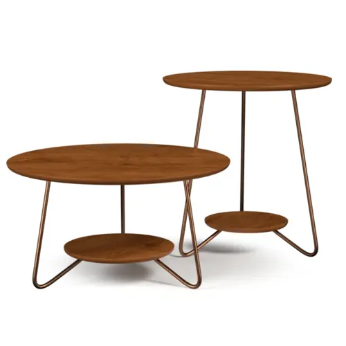 Conjunto Mesa de Centro Liz Sofisticada 21765 Freijó - EJ MÓVEIS