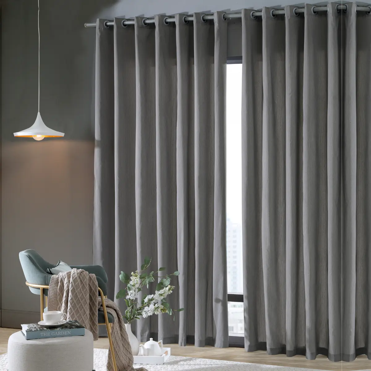 Cortina Rústica 360X250 Pantex/Cinza Escuro - Bella Janela