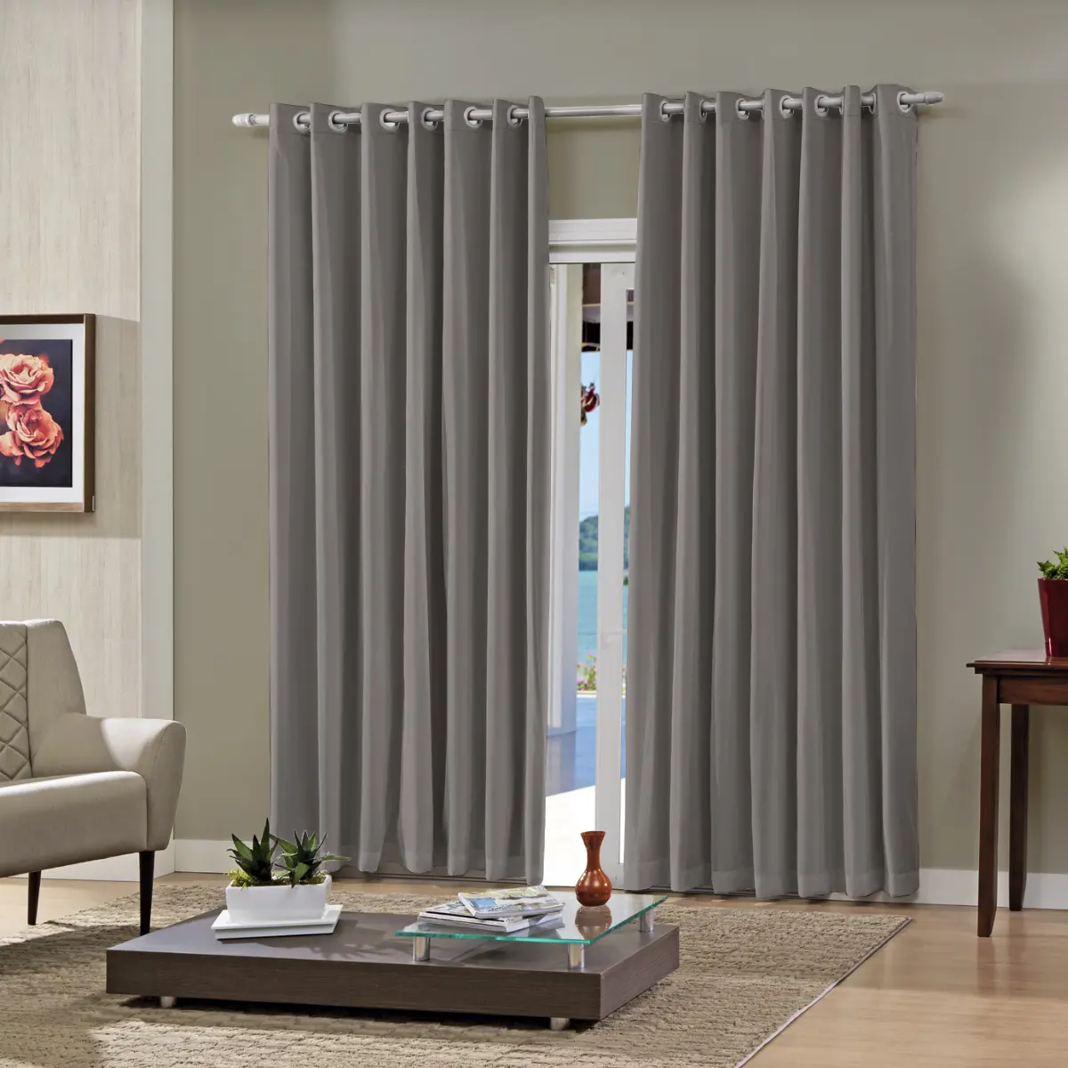 Cortina Pratika Lisa 260X170 Slim/Bege Duna - Bella Janela