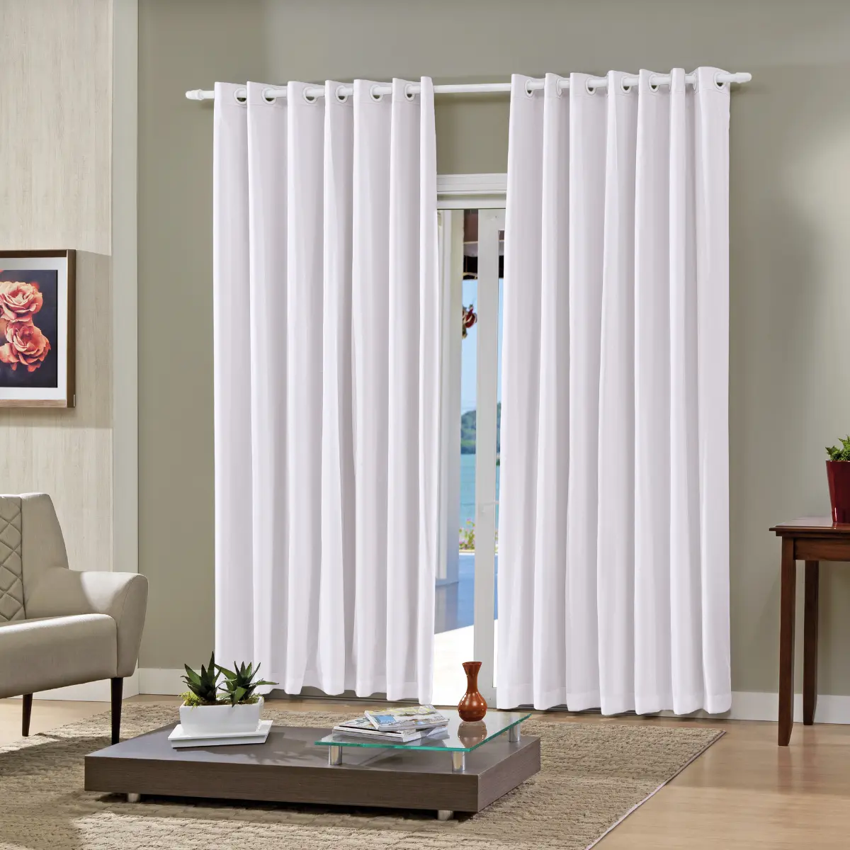 Cortina Pratika Lisa 260X170 Slim/Branco - Bella Janela