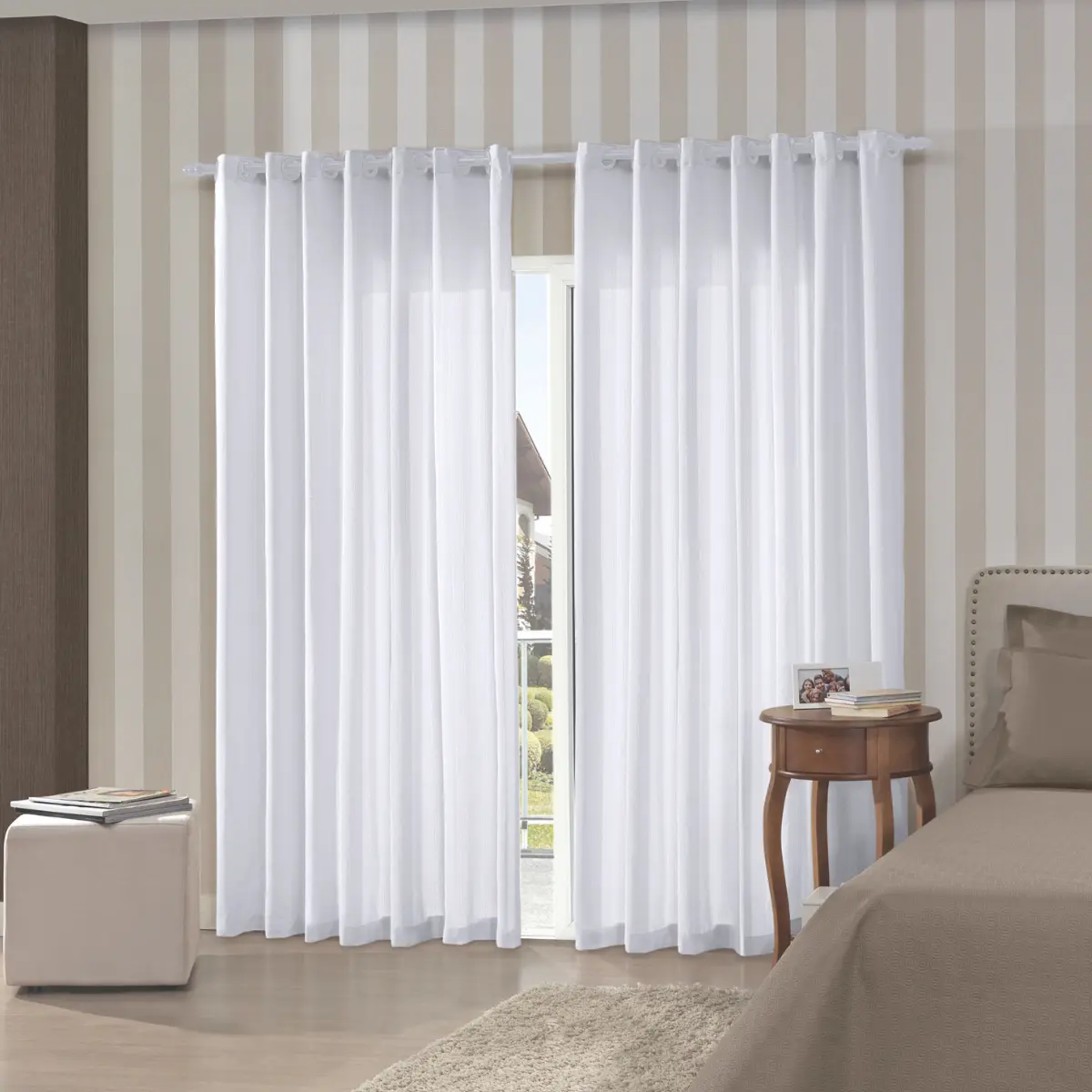 Cortina Rústica 260X230 Pantex/Branco - Bella Janela