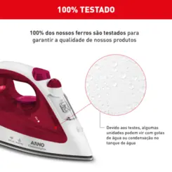 Ferro À Vapor Essentialgliss com Base Antiaderente FMQ 127v Bordô - Arno