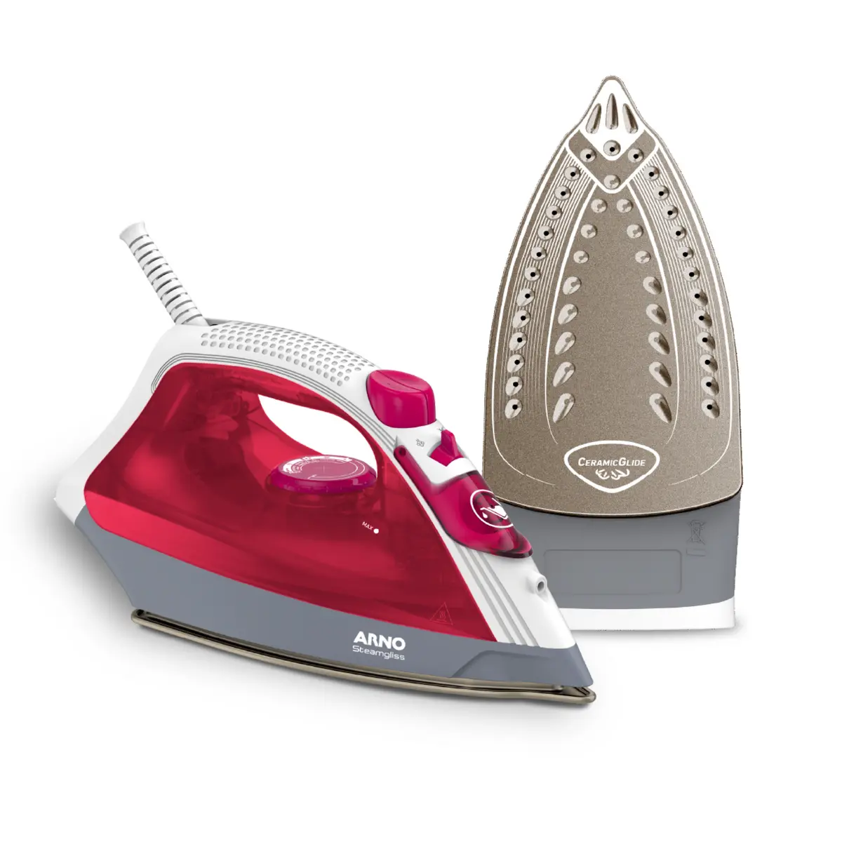 Ferro À Vapor Steamgliss com Base Cerâmica FSGC 127v Bordô - Arno