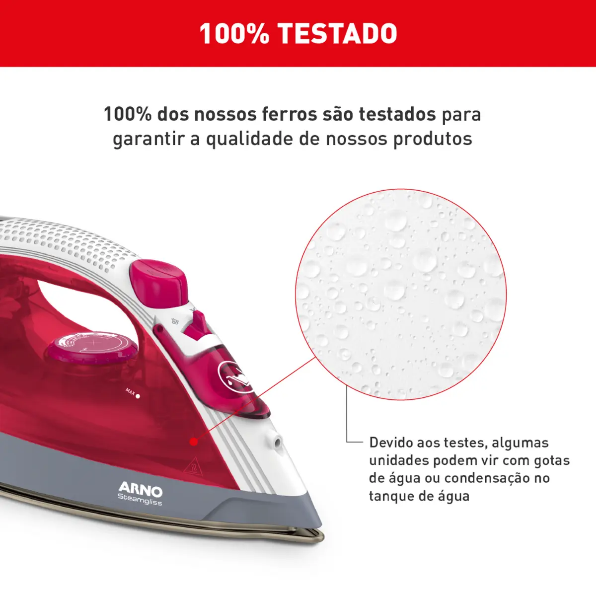 Ferro À Vapor Steamgliss com Base Cerâmica FSGC 127v Bordô - Arno